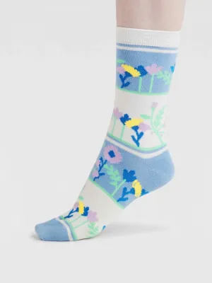 Thought Fraya Floral Garden Bamboo Socks Violet Blue 4-7