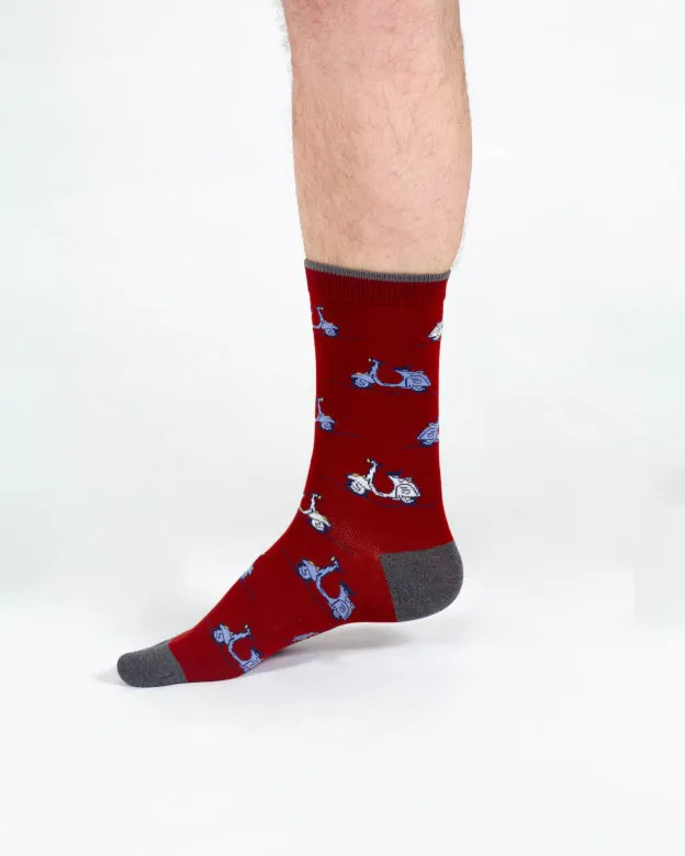 Thought Speedy Scooter Bamboo Crew Socks Burgundy 7-11