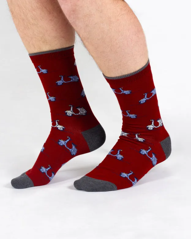 Thought Speedy Scooter Bamboo Crew Socks Burgundy 7-11