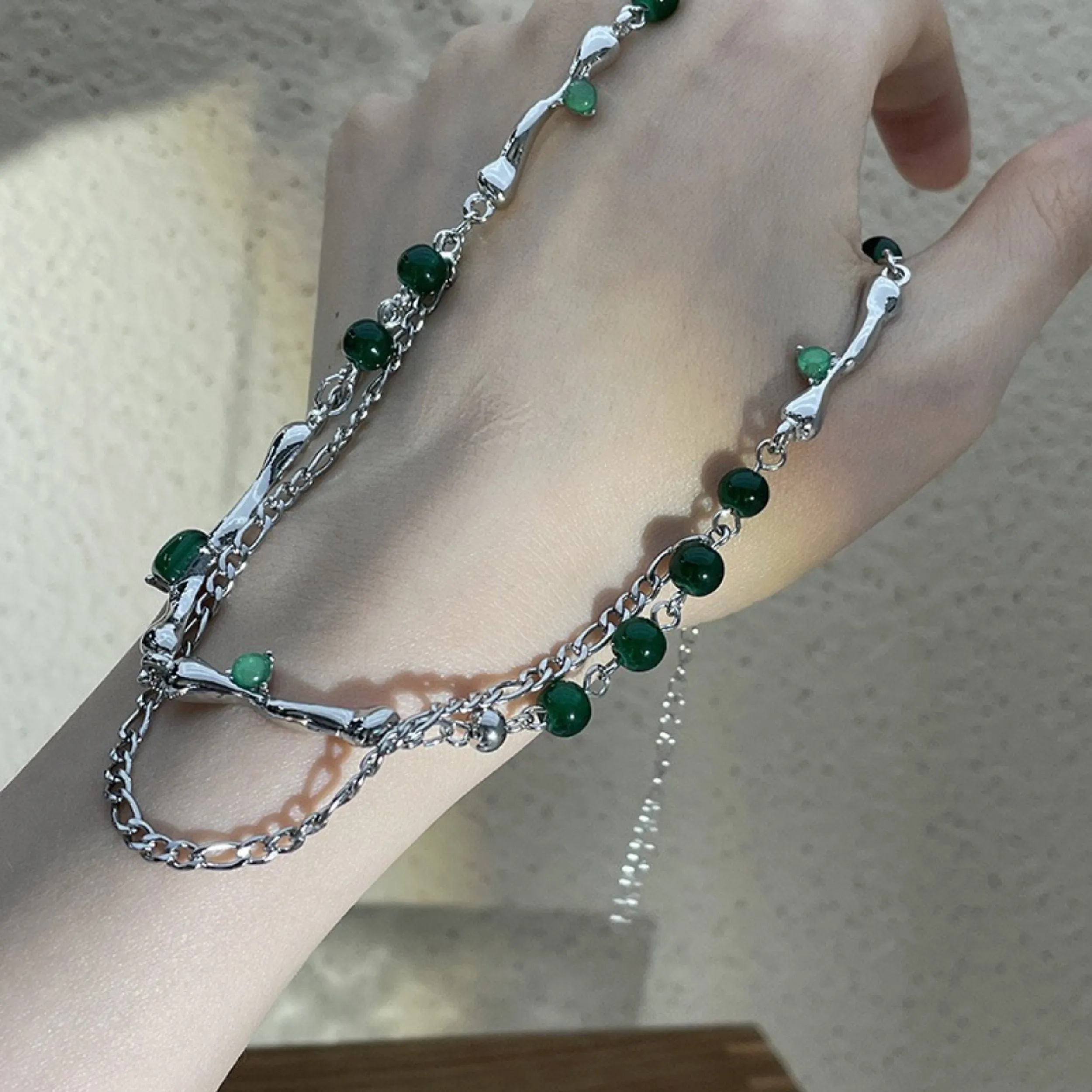 Unisex Emerald Green Layering Necklace