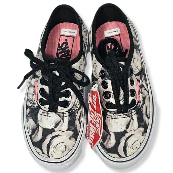 VANS Kids 10.5 Authentic Digi Rose Black/ True White Water-Resistant Canvas 3085