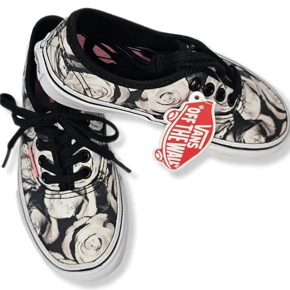 VANS Kids 10.5 Authentic Digi Rose Black/ True White Water-Resistant Canvas 3085