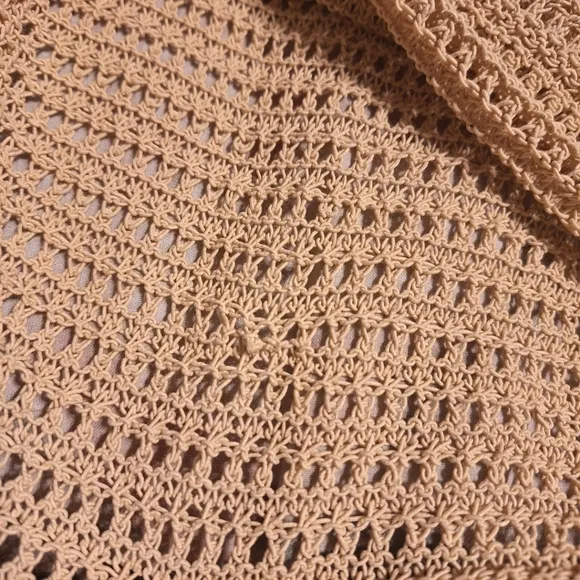 VINCE knitted crocheted neutral quiet luxury coastal midi beach skirt si…