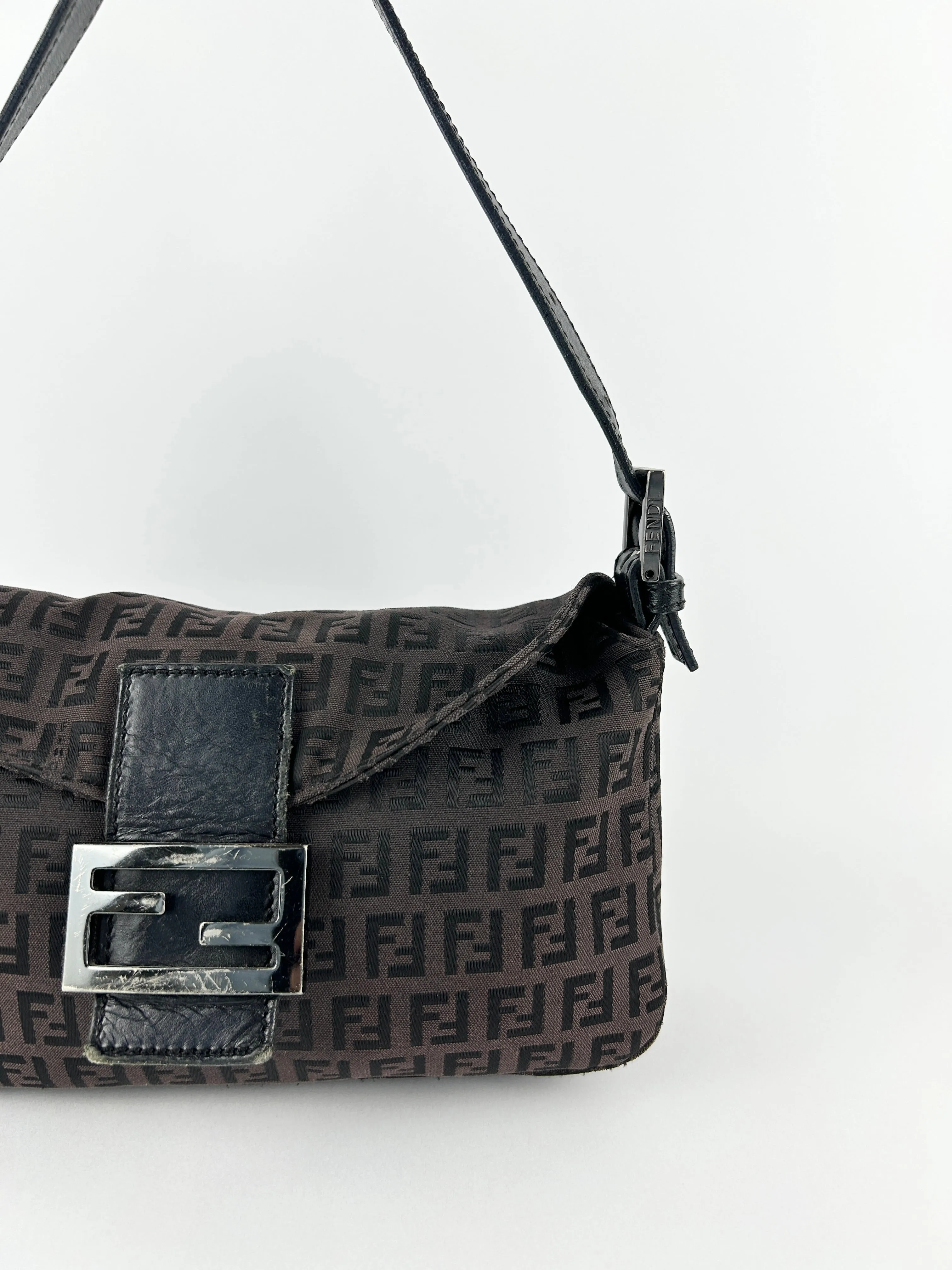 Vintage Fendi Zucca Baguette Shoulder Bag