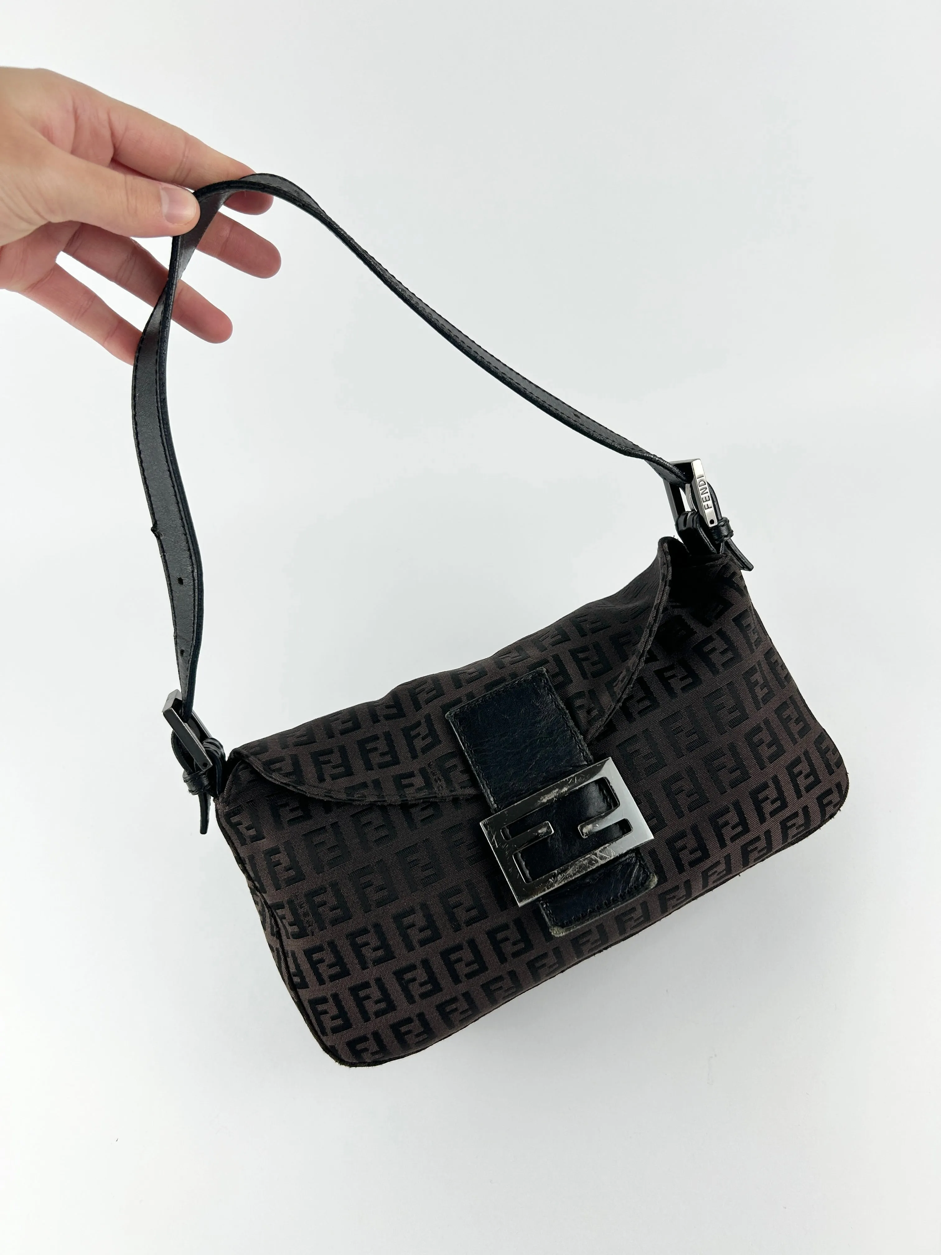 Vintage Fendi Zucca Baguette Shoulder Bag