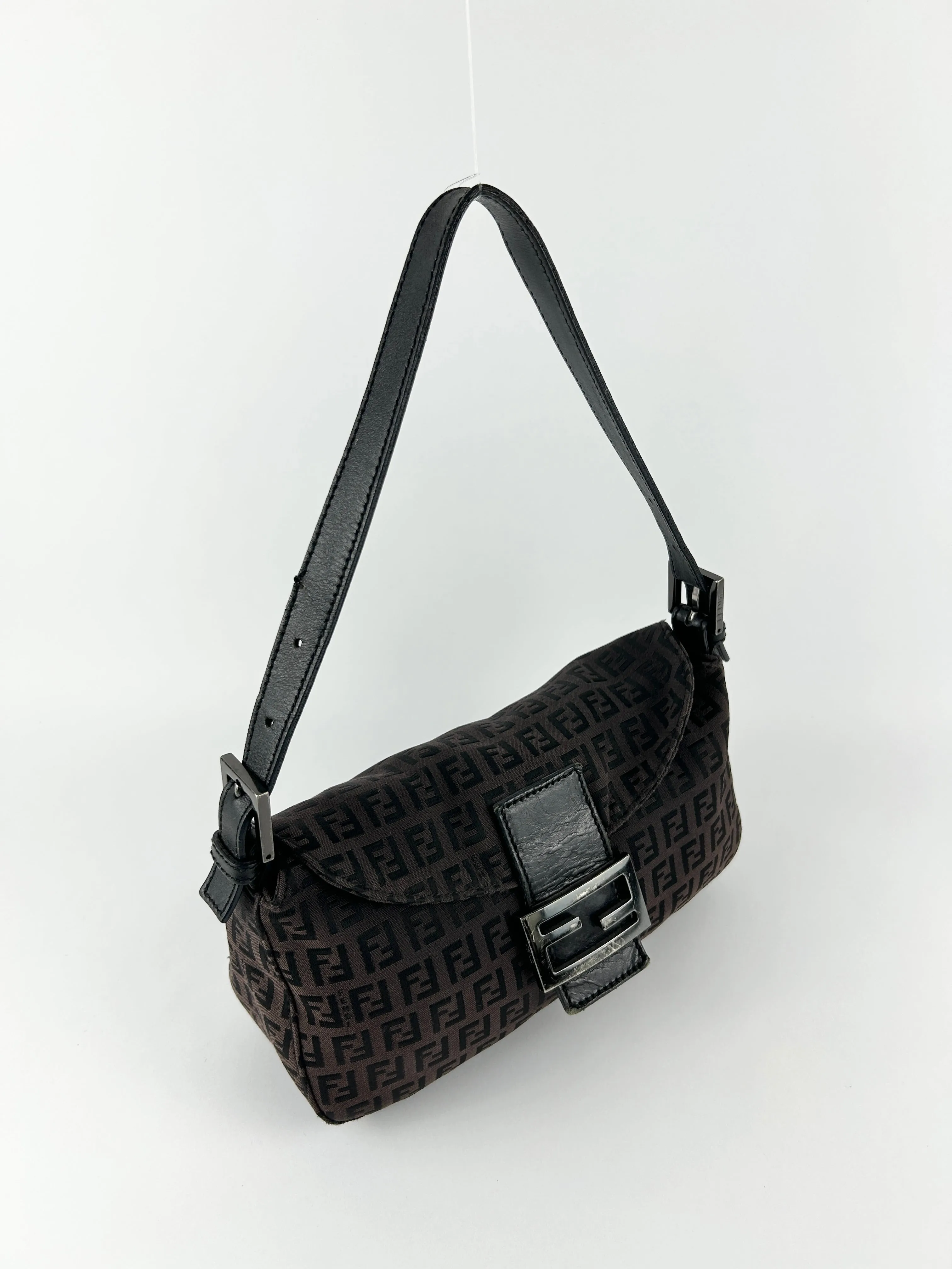 Vintage Fendi Zucca Baguette Shoulder Bag
