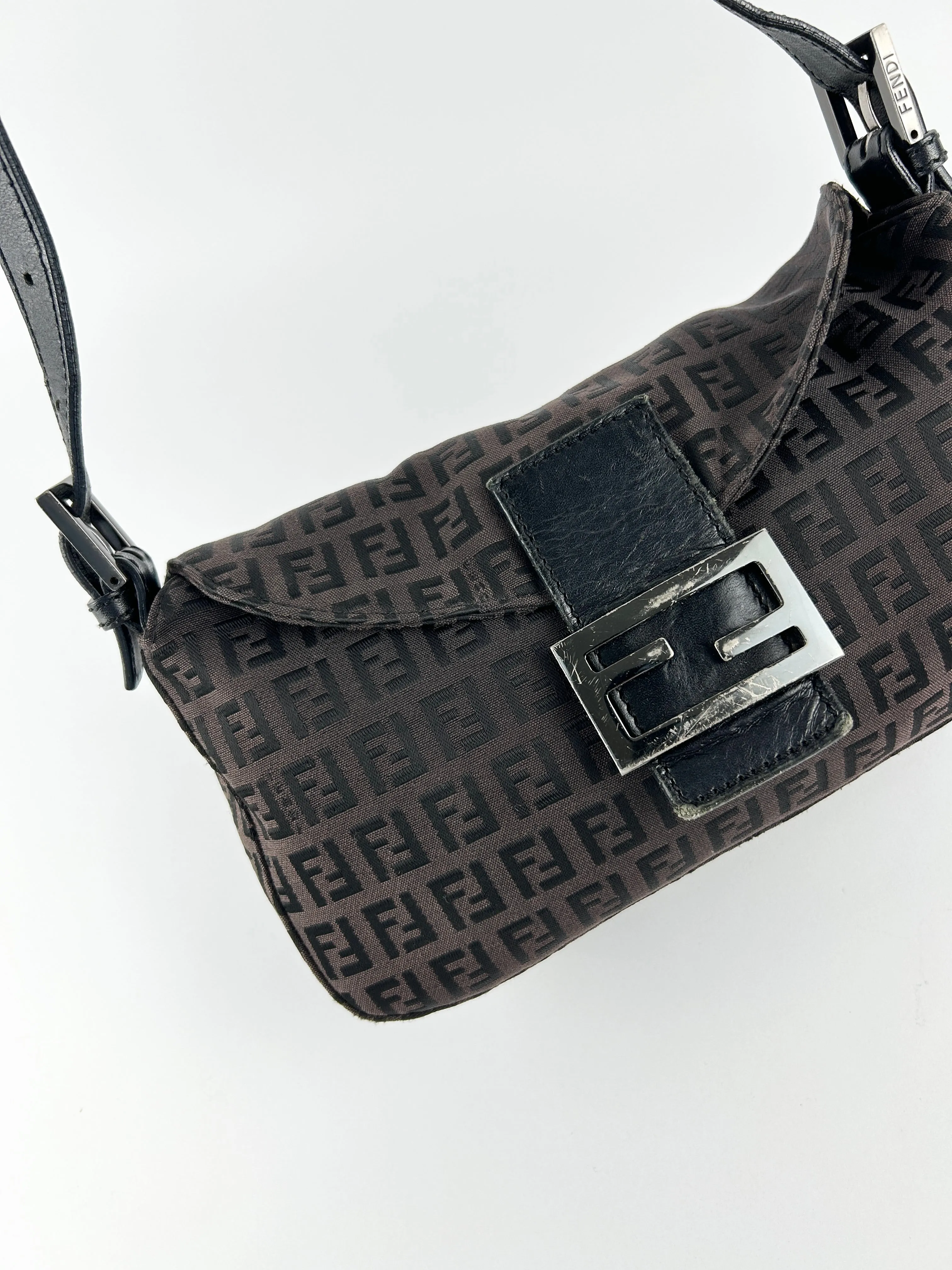 Vintage Fendi Zucca Baguette Shoulder Bag