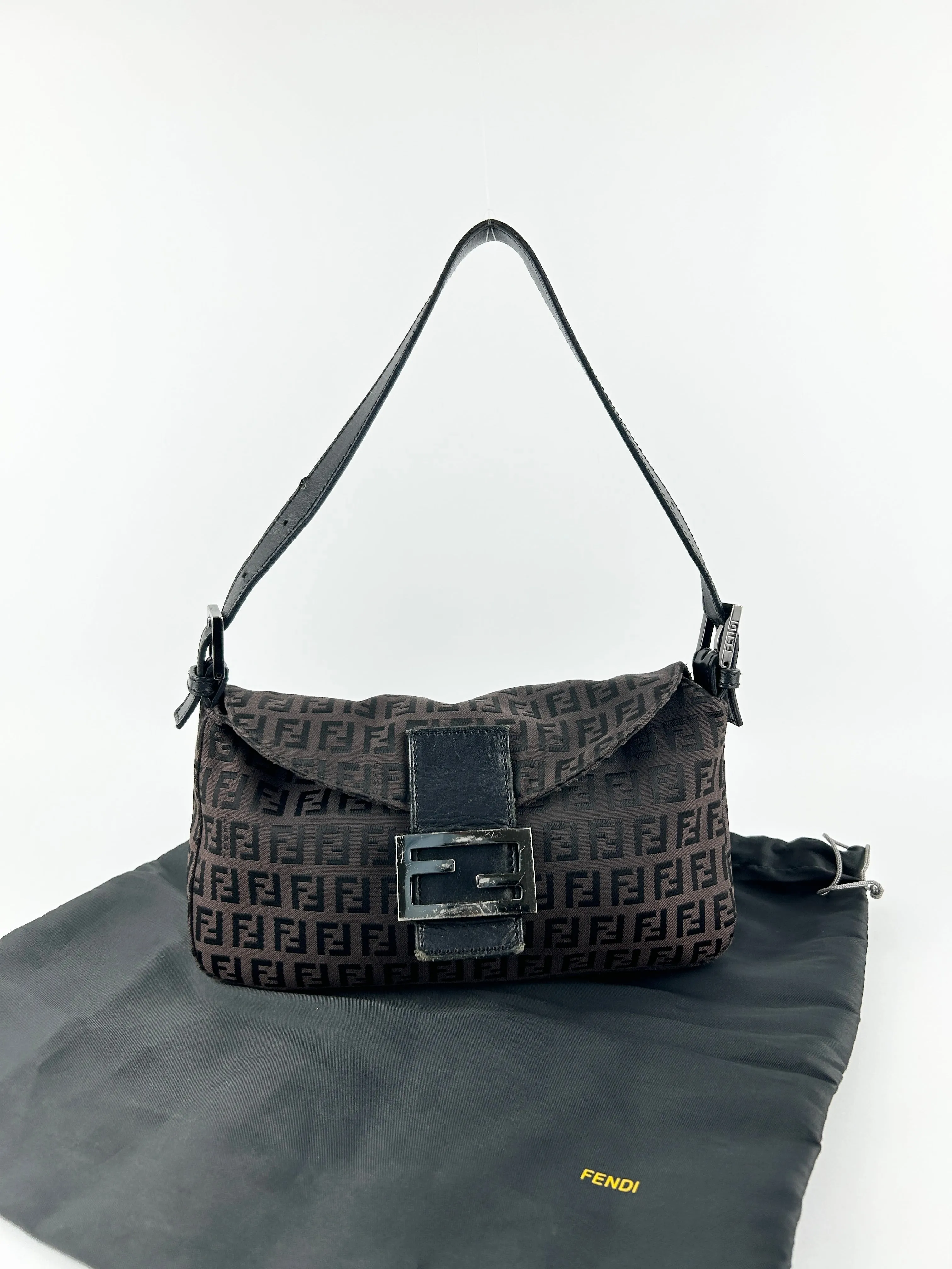 Vintage Fendi Zucca Baguette Shoulder Bag