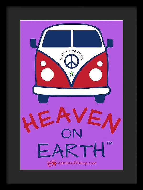 Vw Happy Camper Heaven On Earth - Framed Print