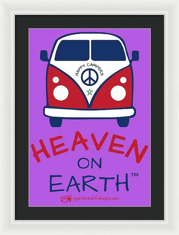 Vw Happy Camper Heaven On Earth - Framed Print