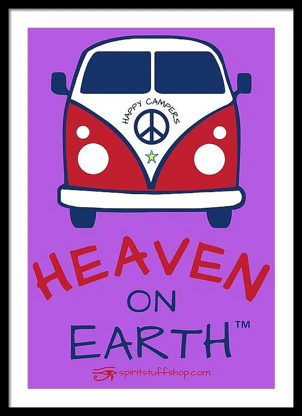 Vw Happy Camper Heaven On Earth - Framed Print