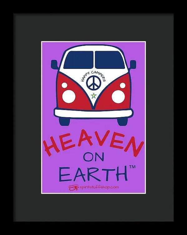 Vw Happy Camper Heaven On Earth - Framed Print