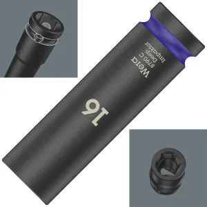 Wera Deep Impact Socket Impaktor with 1/2" Drive Zyklop 8790 C 16mm x 83mm
