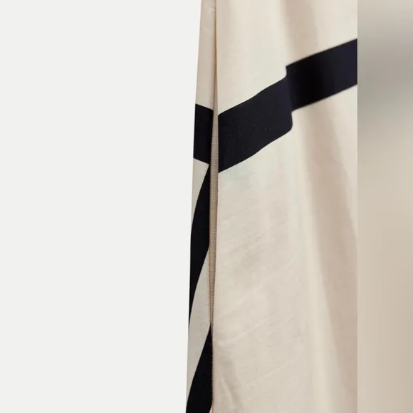 Zara Striped Poplin Midi Dress Halter Neck Color: Black and White * Size: XS